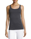 Long Organic Cotton Baby Rib Slim Tank, Graphite 