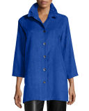 Faux-Suede Long Shirt, Petite