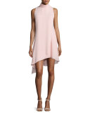 Sleeveless High-Neck Asymmetric Cocktail Dress 