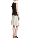 Ribbed-Inset A-Line Skirt, Black