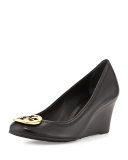 Sally Logo Wedge Pump, Black