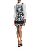 Embellished Bib Dress, Black