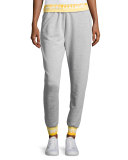 Heathered Jersey Elastic-Logo Sweatpants, Gray