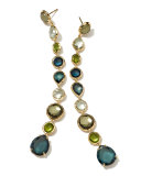 18k 9-Tier Gelato Earrings, Green/Blue