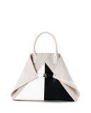 Ai Medium Canvas & Leather Top-Handle Bag, Beige
