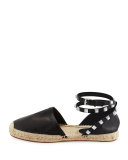 Gilles Studded Espadrille Flat, Black