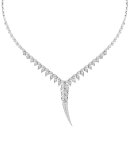 Magnipheasant 18k White Gold Pave Diamond Long-Drop Collar Necklace