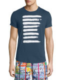 Center Striped Short-Sleeve T-Shirt, Navy/White