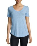 Short-Sleeve V-Neck Slub Jersey Tee, Sky