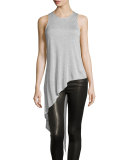 Heathered Jersey Asymmetric Tank, Light Gray