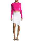 Asymmetric-Hem Pencil Skirt