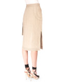 Trapunto-Stitched Linen Wrap Skirt, Burlap