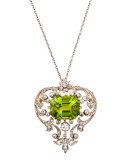 Estate Edwardian Peridot Scroll Pin Pendant Necklace