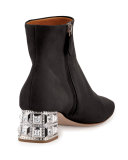 Suede Jewel-Heel Ankle Boot
