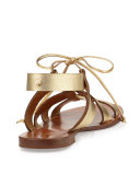 suno metallic lace-up flat sandal, gold