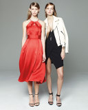 Sleeveless Pleated-Bodice Dress, Poppy Red