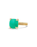 Châtelaine 18k Gold 14mm Chrysoprase Ring w/ Diamonds, Size 7