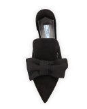 Suede Bow Mule Flat, Nero