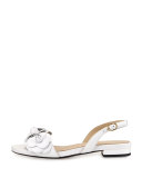 Ida Flower Flat Slingback Sandal, White