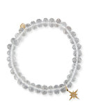 8mm Faceted Clear Quartz Bead Bracelet with Starburst Charm