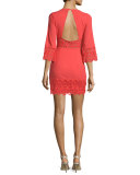 Tulum 3/4-Sleeve Lace-Inset Dress