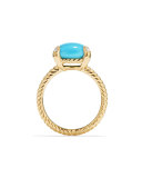 Châtelaine 18k Gold 11mm Turquoise Ring w/ Diamonds, Size 7