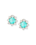 Paraiba Tourmaline & Diamond Button Earrings