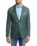 Textured Wool-Blend Blazer, Green