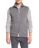 Wool/Cashmere Zip-Up Vest, Heather Cinder
