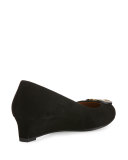Luna Suede 35mm Wedge Pump, Black
