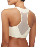 Luna Embroidered-Mesh Halter Swim Top, Keshi Pearl