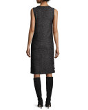 Layla Jacquard Sleeveless Sheath Dress, Caviar/Frost