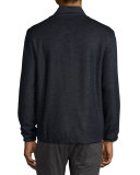 Heathered Knit Bomber Jacket, Black