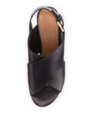 Cora Leather Espadrille Wedge Sandal, Black