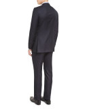Herringbone Peak-Lapel Two-Piece Suit, Navy