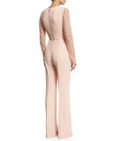 Long-Sleeve Embellished Jumpsuit, Melrose