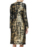 Long-Sleeve Snap-Front Coat, Gold