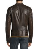 Moreland Perforated Leather Jacket, Brown