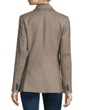 Kahn Herringbone Jacket w/ Leather Dickey, Taupe