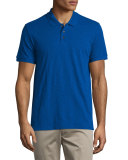 Short-Sleeve Slub Polo Shirt, Vibrant Blue