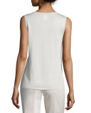 Sleeveless Scoop-Neck Shell, Raffia 