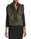 Rabbit Fur & Cable-Knit Vest
