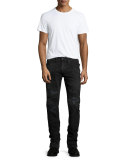 Brenner Slim-Fit Distressed Jeans, Black