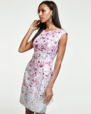 Cap-Sleeve Floral-Printed Cocktail Sheath Dress