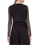 Lace-Sleeve Zip Bolero, Black