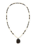 Romi Sliced Agate Pendant Necklace, Black 