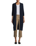 Cashmere 3/4-Sleeve Long Cardigan