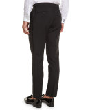 Wool-Mohair Tuxedo Trousers, Black