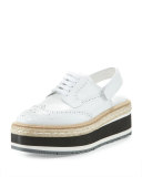 Wing-Tip Platform Slingback Oxford, White
