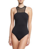 Sporty Soul Mesh High-Neck One-Piece Swimsuit